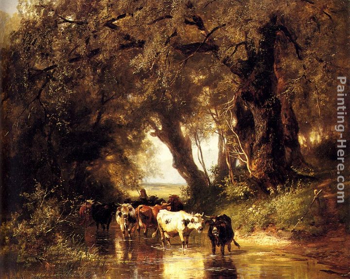 Cattle Watering painting - Christian Friedrich Mali Cattle Watering art painting